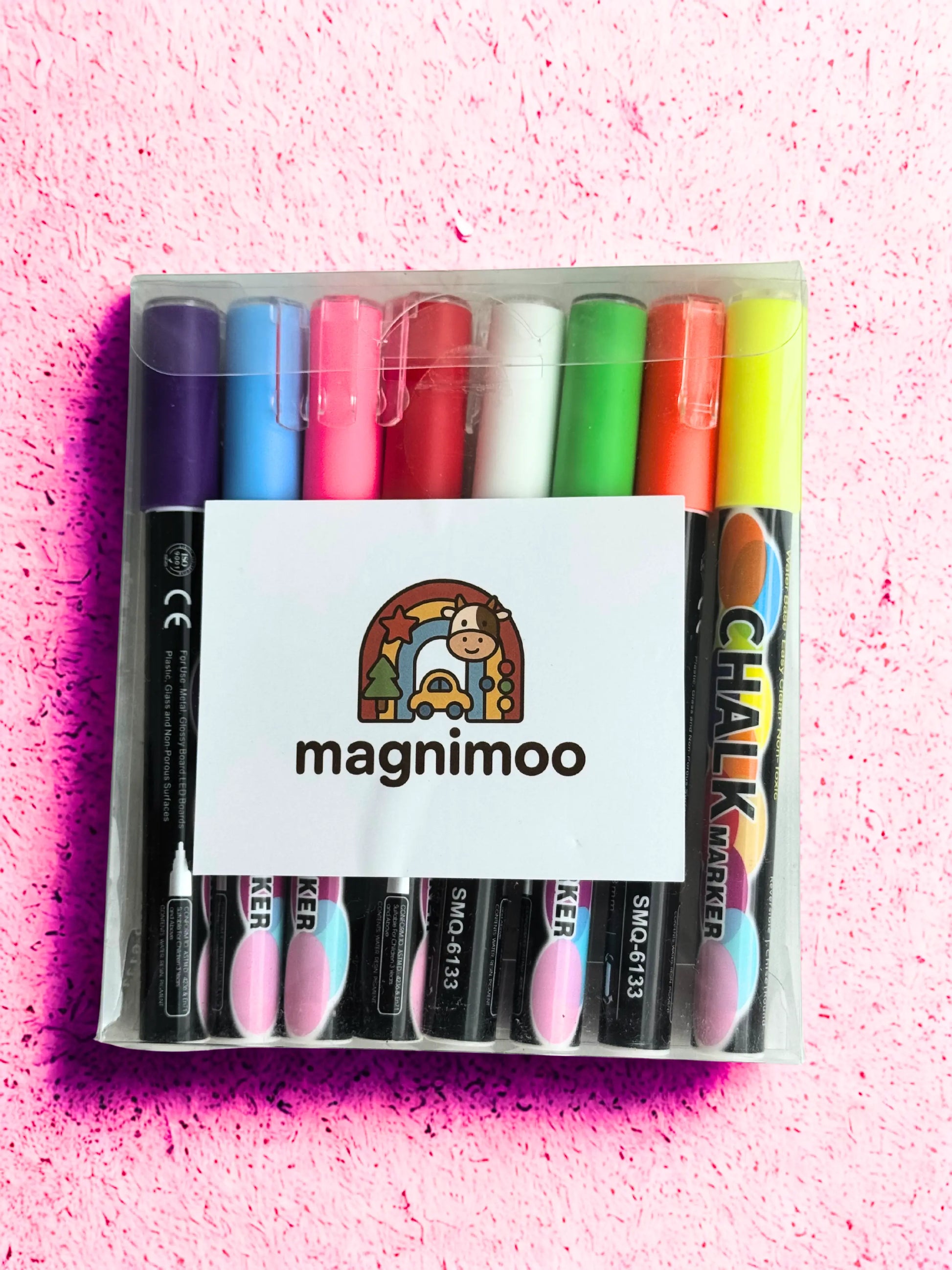 Magnimoo washable chalk markers 8-pack set in colorful box for kids' creative play