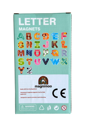 Backside of the letter magnets toys by magnimoo