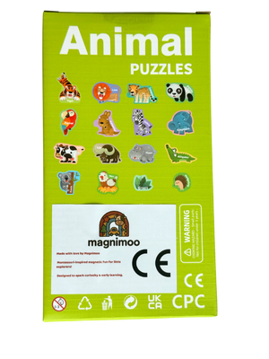 The backside of magnimoo animal puzzle magnets for magnetic wall